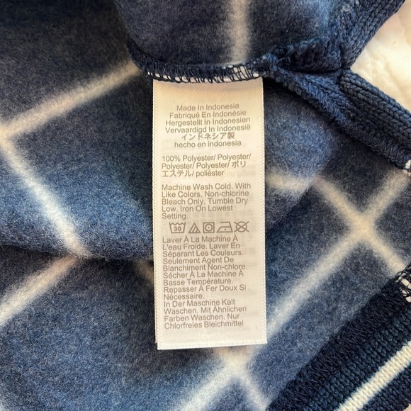 J Crew Funnel Neck Pullover Fleece Lined Windowpane Sweater Women's Small Navy - Picture 11 of 12